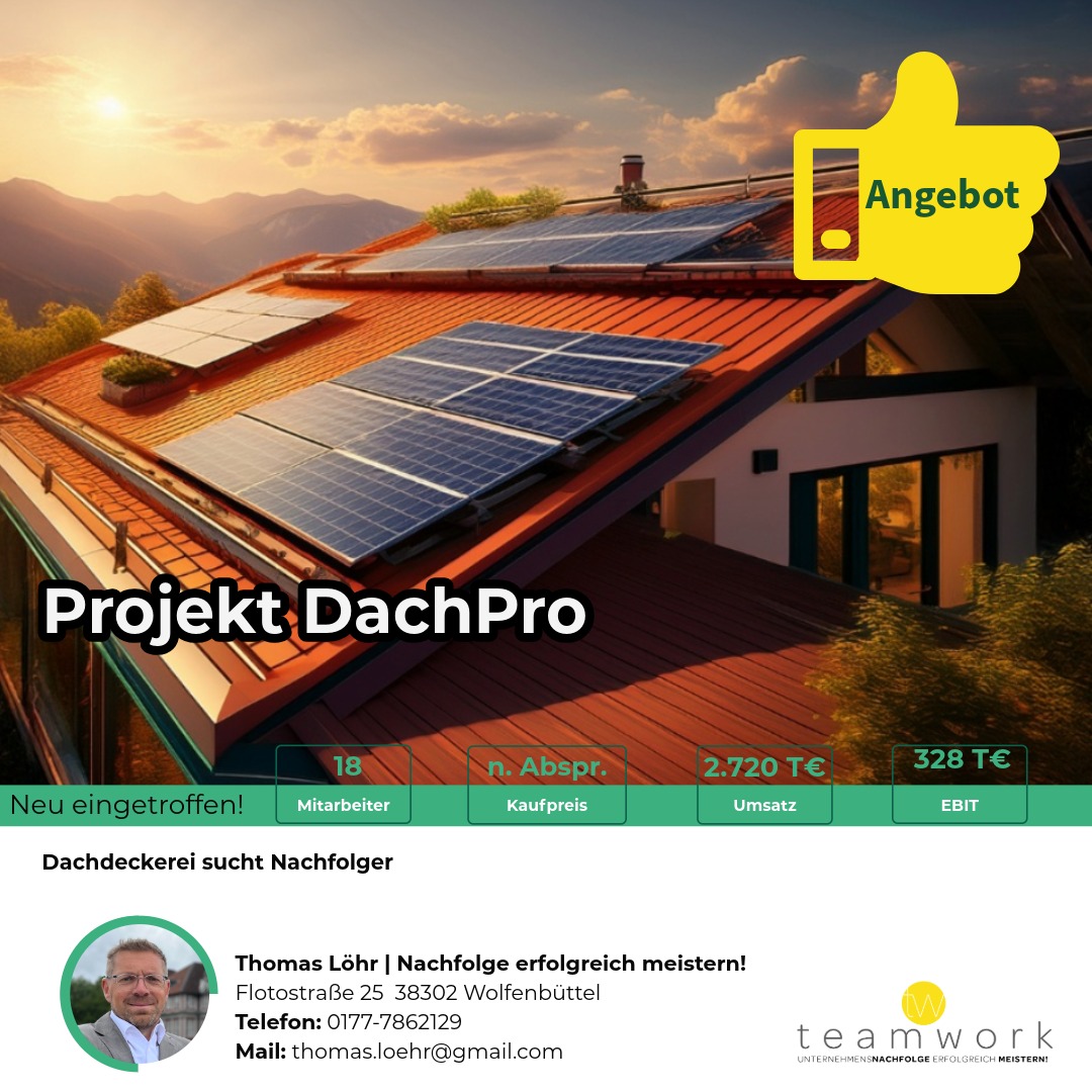 Umsatzstarke Dachdeckerei sucht Nachfolger