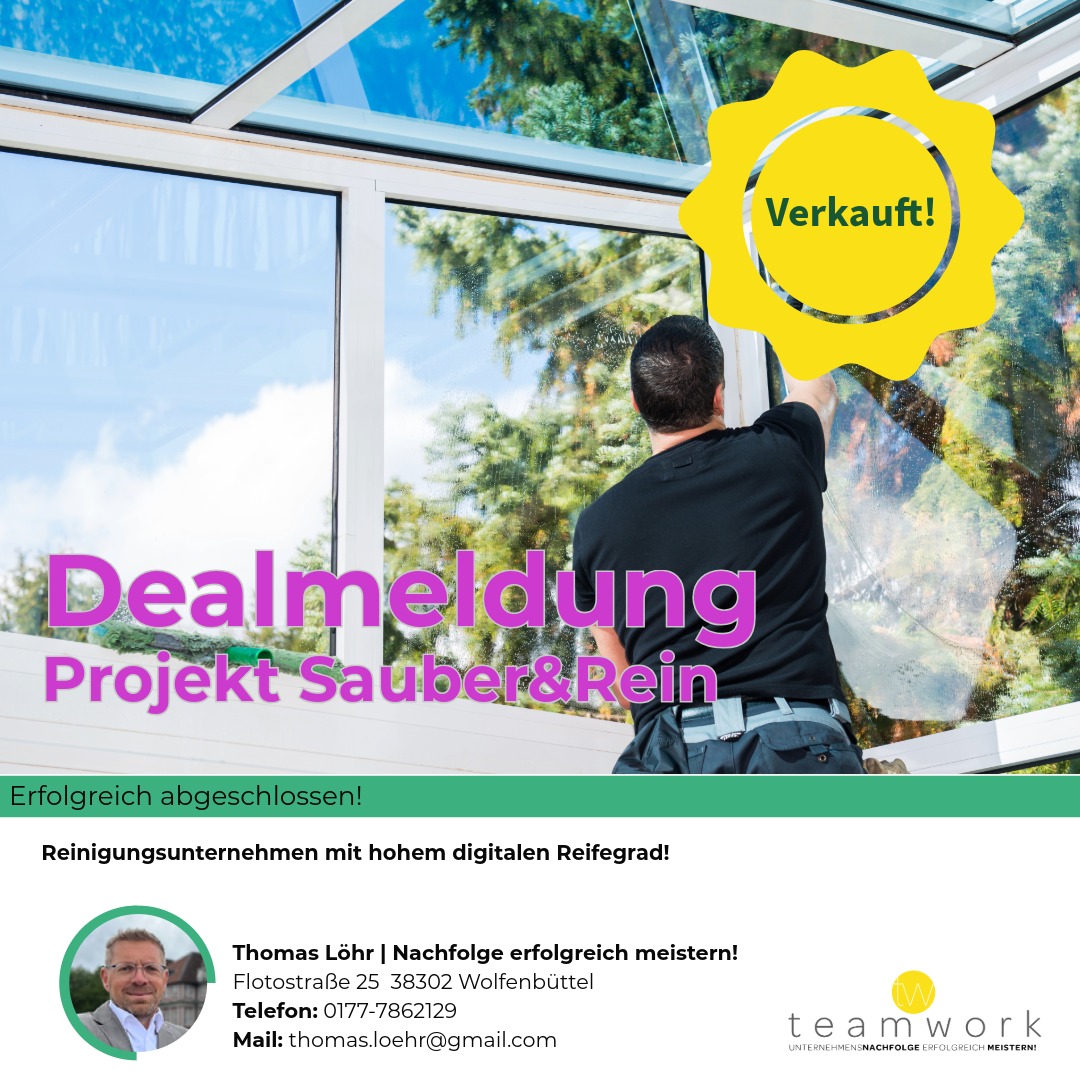 Erfolgreiche Unternehmensnachfolge Reinigungsunternehmen.