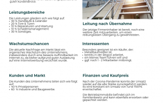 Metallbau-Unternehmen mit großem Kundenstamm sucht Nachfolger