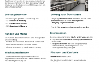 Serviceunternehmen für Großküchen sucht Nachfolger